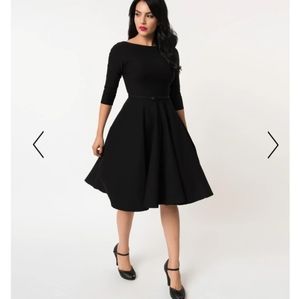 Unique Vintage Black Devon Swing Dress